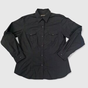 Roper Women's Black Long Sleeve Western Pearl Snap Shirt Sz Large